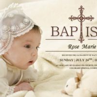 baptismal certificate with precious baby dressed in baptismal outfit looking at teddy bear